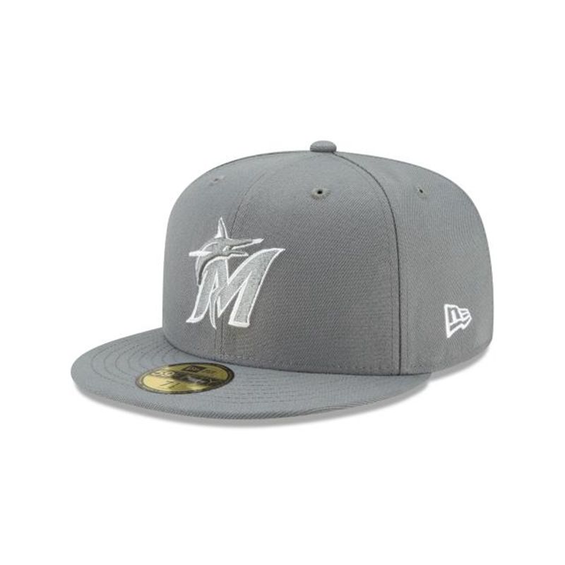 MLB Miami Marlins Floral Undervisor 59Fifty Fitted (HNR1846) - Grey New Era Caps